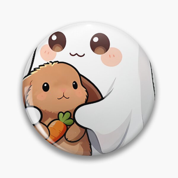Item preview, Cute Ghost Cuddling Fluffy Bunny Rabbit Icon designed and sold by pumsquare.