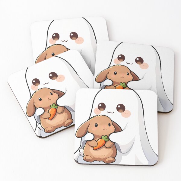 Item preview, Cute Ghost Cuddling Fluffy Bunny Rabbit Icon designed and sold by pumsquare.