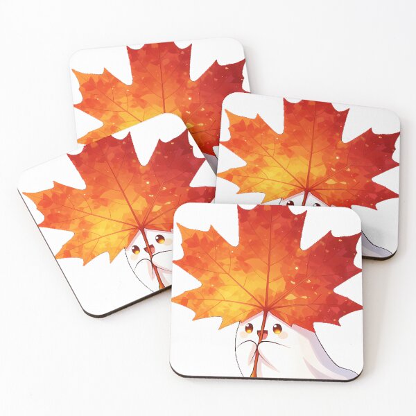 Item preview, Cute Ghost Holding Giant Scarlet Maple Leaf Icon designed and sold by pumsquare.