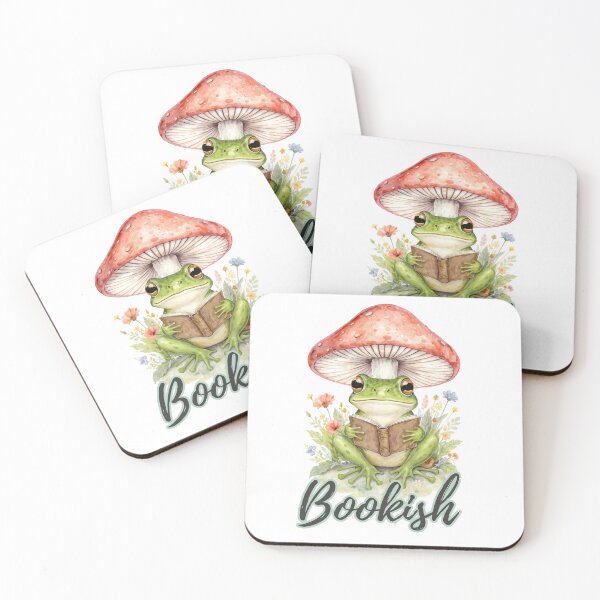 Item preview, Bookish Frog Reading Under Mushroom - Cottagecore Book Love designed and sold by BellabdO.
