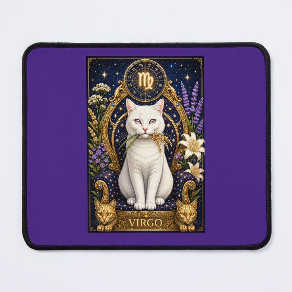 Item preview, Virgo Zodiac Cat – Celestial White Cat Astrology Art designed and sold by SammyMorry.