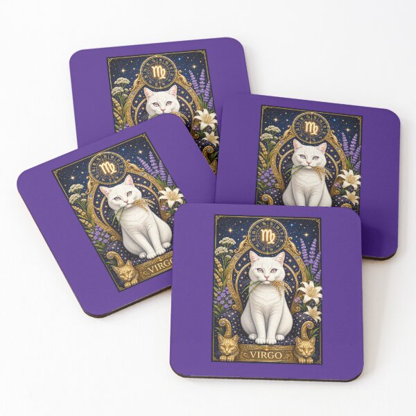 Item preview, Virgo Zodiac Cat – Celestial White Cat Astrology Art designed and sold by SammyMorry.