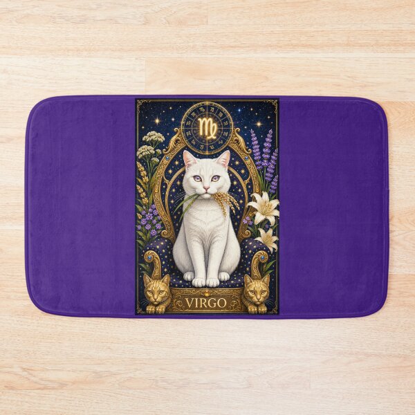 Item preview, Virgo Zodiac Cat – Celestial White Cat Astrology Art designed and sold by SammyMorry.