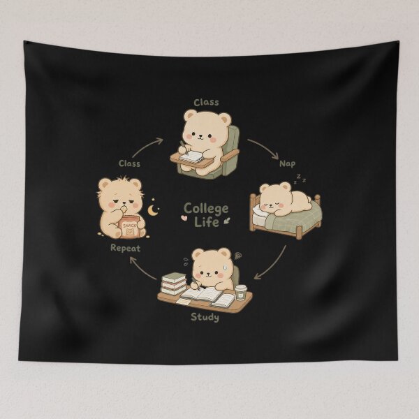 Item preview, College Life Loop Cycle | Cute Character Design designed and sold by MOCH- ART.