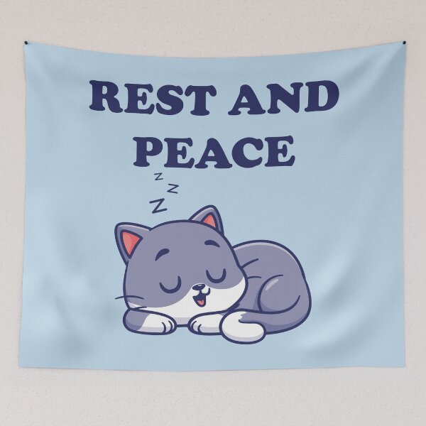 Item preview, Rest and Peace – Sleeping Cat Funny Relaxation Pun designed and sold by WordPlayStudio.