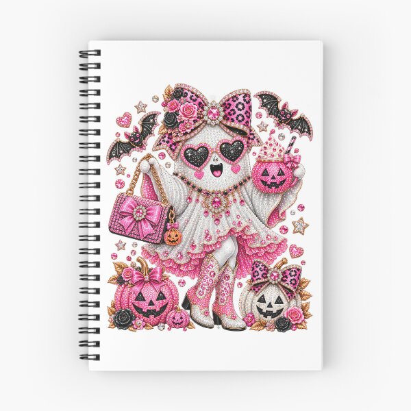 Item preview, Pink Leopard Bow Ghost Halloween Shirt | Rhinestone Spooky Season Design designed and sold by ChloeCreativeSpace.