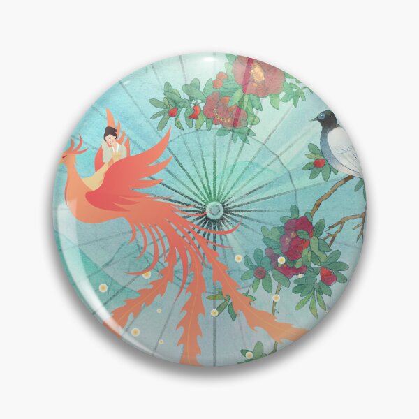 Item preview, Pastel Oriental Umbrella Phoenix and Magpie Art designed and sold by Dimimodes.