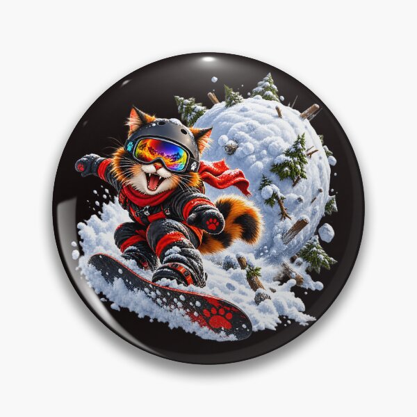 Item preview, Snowboarding Cat Chased by Giant Snowball designed and sold by ARabbitHole.
