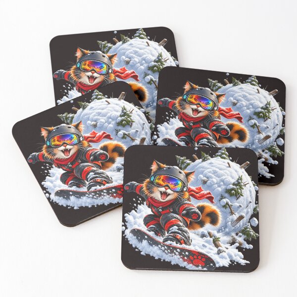 Item preview, Snowboarding Cat Chased by Giant Snowball designed and sold by ARabbitHole.