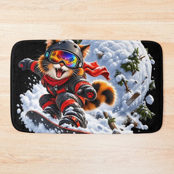 Item preview, Snowboarding Cat Chased by Giant Snowball designed and sold by ARabbitHole.