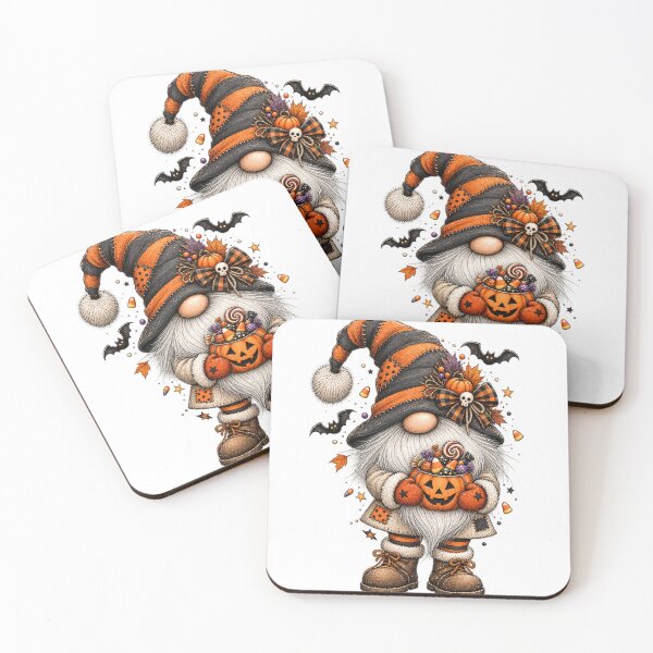 Item preview, Halloween gnome with pumpkin and candy, vintage autumn illustration designed and sold by J-Impression.