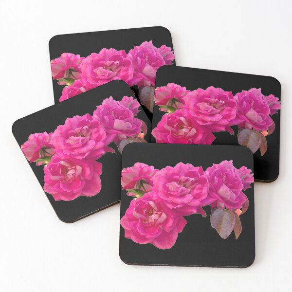 Item preview, Vibrant Hot Pink Rose Cluster - Romantic Dark Floral Botanical Art designed and sold by BalkanBloomArt.