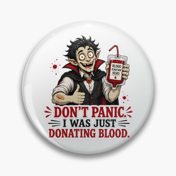 Item preview, Funny Vampire Blood Donation – Don’t Panic Halloween Humor designed and sold by SVALANART.