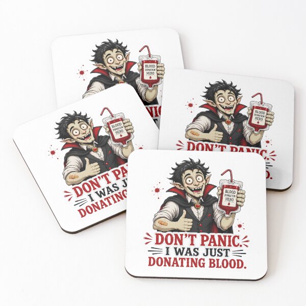 Item preview, Funny Vampire Blood Donation – Don’t Panic Halloween Humor designed and sold by SVALANART.
