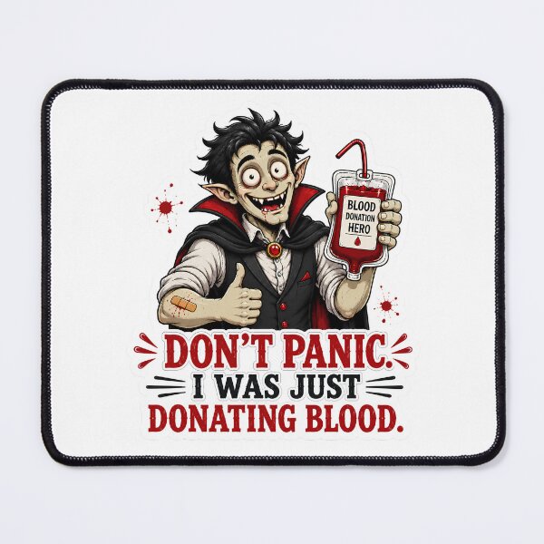 Item preview, Funny Vampire Blood Donation – Don’t Panic Halloween Humor designed and sold by SVALANART.