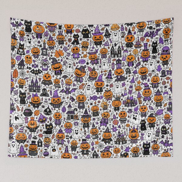 Item preview, Pumpkin Monster Halloween Doodle Pattern designed and sold by i-corp.