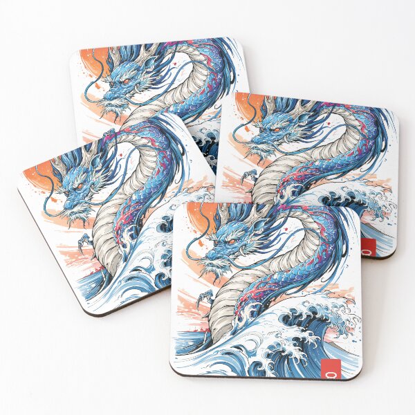 Item preview, Yong V — Neon Dragon of the Rising Waves (East Asian Fusion) designed and sold by Glamtsy.