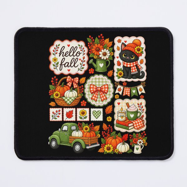 Item preview, Hello Fall Black Cat Pumpkins Cozy Autumn Collage designed and sold by TadeoNivar.