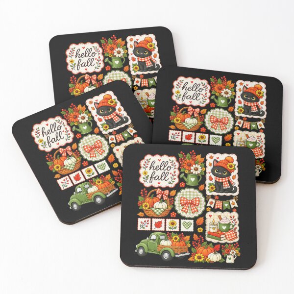 Item preview, Hello Fall Black Cat Pumpkins Cozy Autumn Collage designed and sold by TadeoNivar.