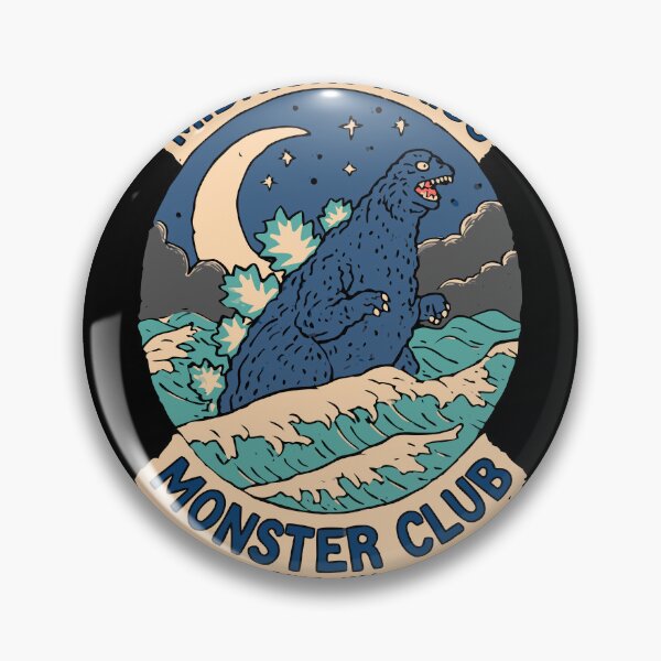 Item preview, Midnight kaiju Monster club retro vintage badge art - tokyo 1934  v4 designed and sold by kuwagatamushi.