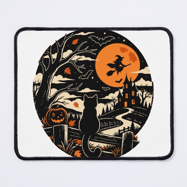 Item preview, Black Cat Watching the Witch Vintage Halloween Night designed and sold by Sunday.Supply.