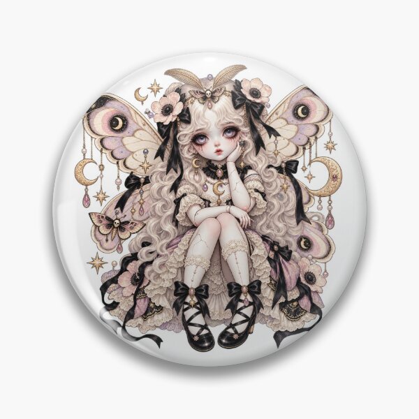 Item preview, Moth Wing Porcelain Girl | Creepy Cute Pastel Gothic Doll Art designed and sold by DmaarGroup.