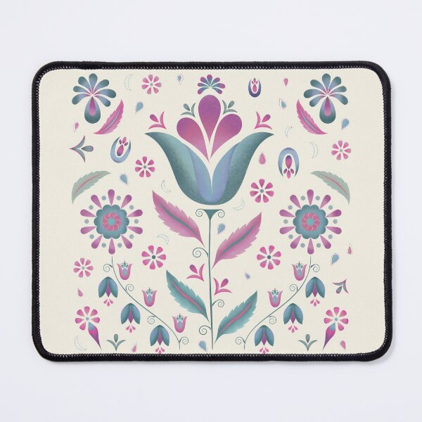 Item preview, Purple, Pink, Green, Blue Folk Flowers designed and sold by CattDesigns.