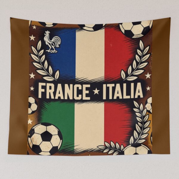 Item preview, France vs Italia Retro Football Poster Art designed and sold by Nexus Space.