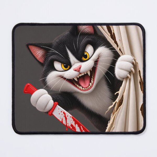 Item preview, Here's Kitty! Evil Cat With Knife designed and sold by ARabbitHole.