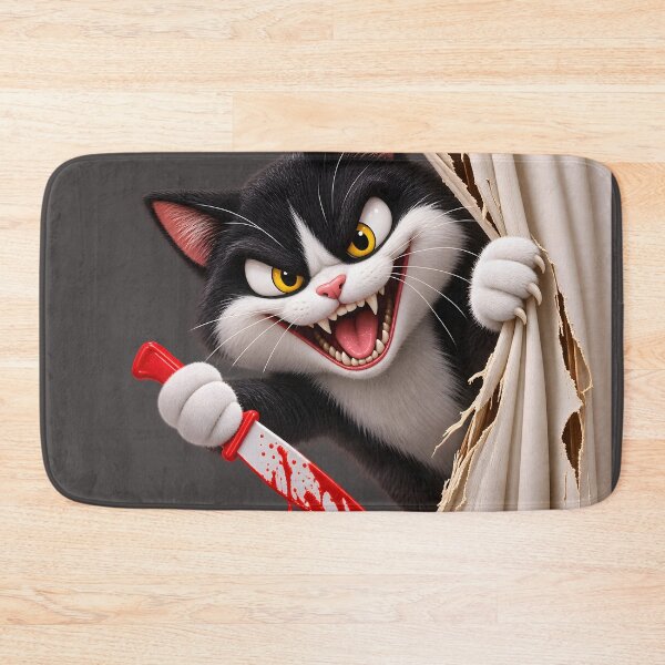 Item preview, Here's Kitty! Evil Cat With Knife designed and sold by ARabbitHole.