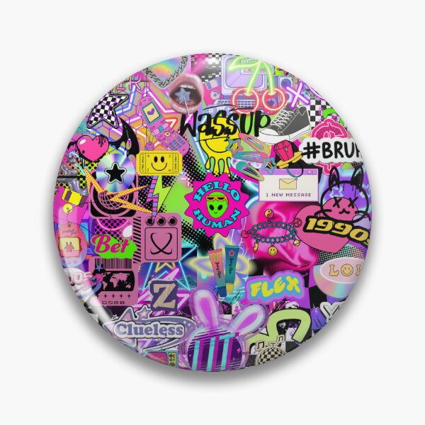 Item preview, Y2K Retro Meets Gen Z/Alpha Stickerbomb Collage - Cyber Pop & Neon Slang Scenecore Art designed and sold by Side By Side Studio.