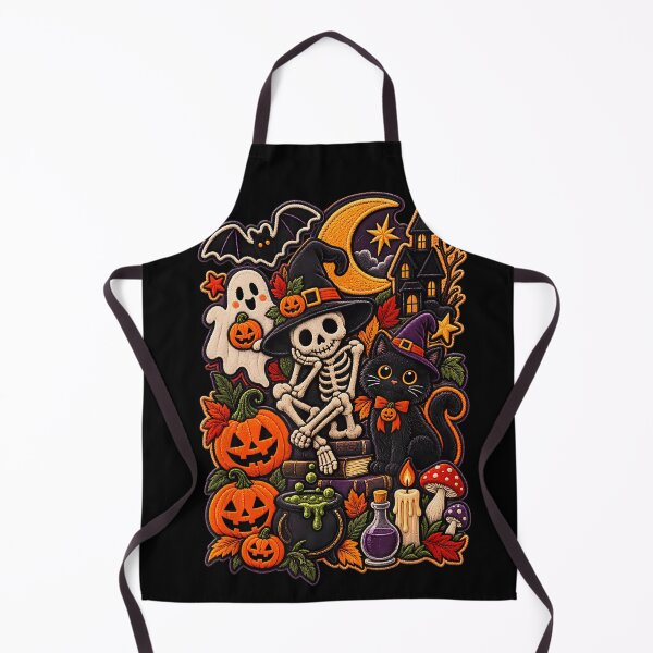 Item preview, Vintage Halloween Skeleton Black Cat Ghost Pumpkin Collage designed and sold by NoeValdric.