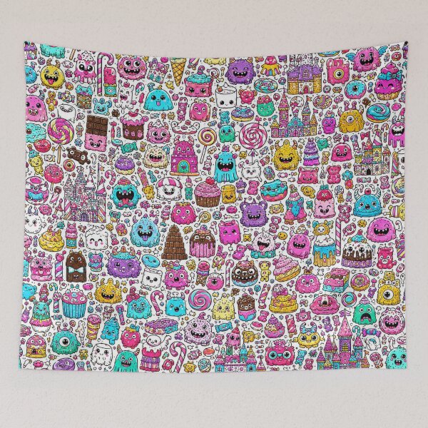 Item preview, Candyland Monster Doodle Pattern designed and sold by i-corp.