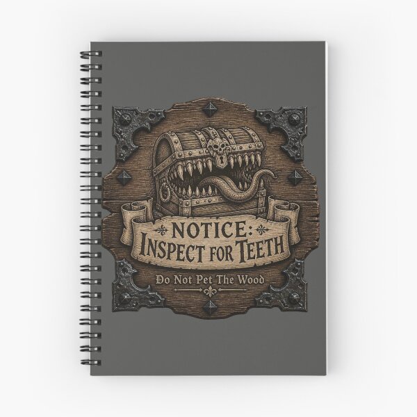 Item preview, "NOTICE: INSPECT FOR TEETH", "Do Not Pet The Wood". designed and sold by Dice_Goblin_Studio.