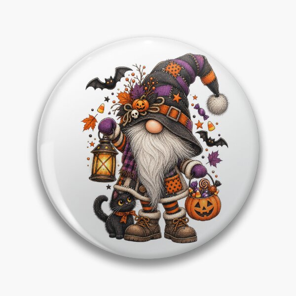 Item preview, Halloween gnome with pumpkin, black cat and candy designed and sold by J-Impression.