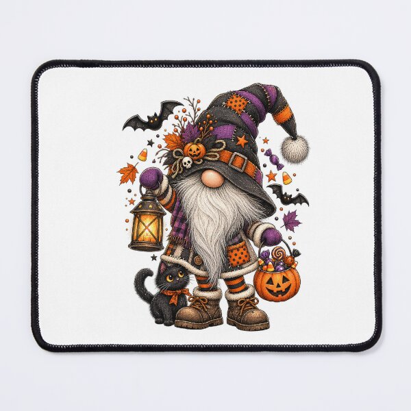 Item preview, Halloween gnome with pumpkin, black cat and candy designed and sold by J-Impression.