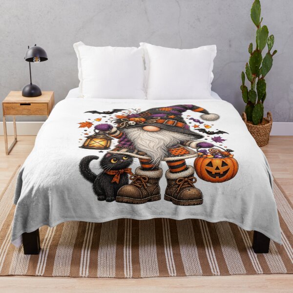 Item preview, Halloween gnome with pumpkin, black cat and candy designed and sold by J-Impression.
