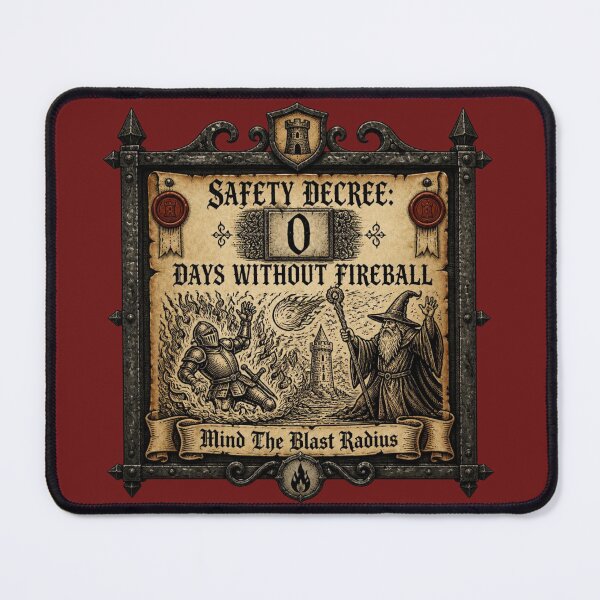 Item preview, Zero Days Without Fireball Incident - Safety Sign RPG Meme designed and sold by Dice_Goblin_Studio.