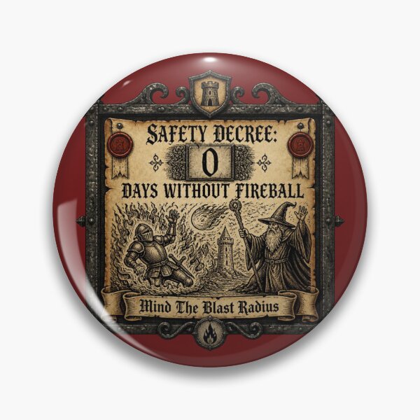 Item preview, Zero Days Without Fireball Incident - Safety Sign RPG Meme designed and sold by Dice_Goblin_Studio.