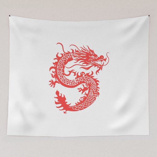 Item preview, Red Dragon Silhouette – Fierce Asian Dragon Fantasy Art designed and sold by Kruti Collection.