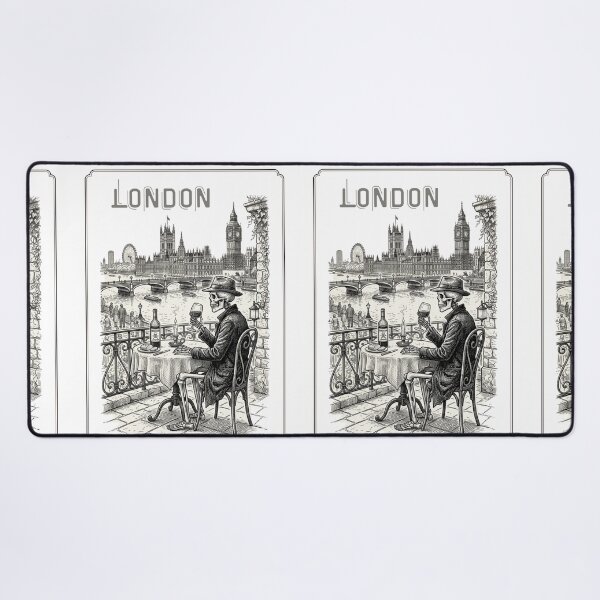 Item preview, London at Halloween poster sketch, Big Ben with skeleton designed and sold by Coolparrotgirl.