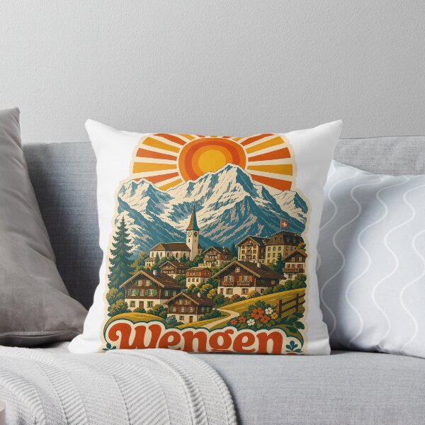 Item preview, Wengen Switzerland Travel Souvenir - Retro Illustration designed and sold by VisualArtsOasis.