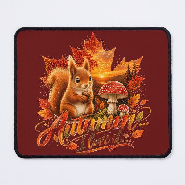 Item preview, Autumn I Love It – Cute Squirrel & Mushroom designed and sold by HeyFajnaLinja.