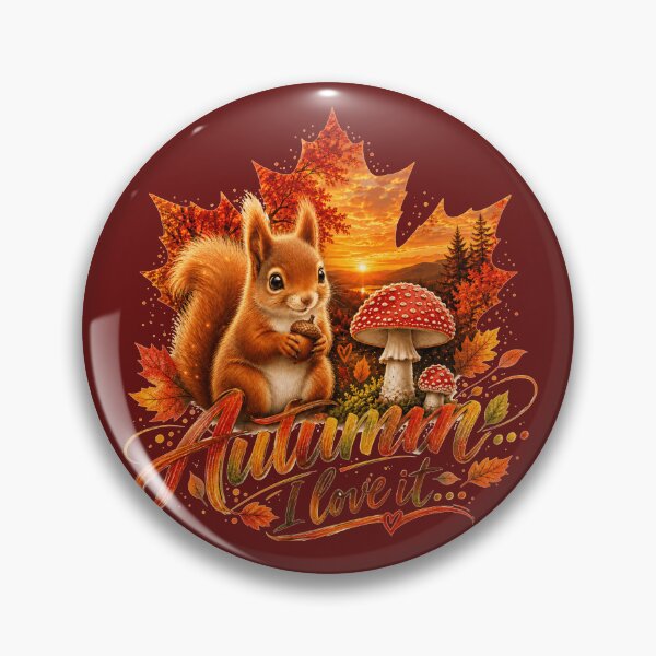 Item preview, Autumn I Love It – Cute Squirrel & Mushroom designed and sold by HeyFajnaLinja.