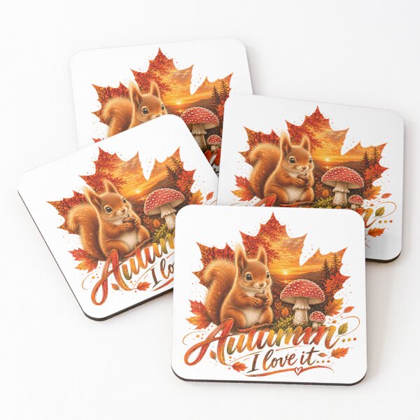 Item preview, Autumn I Love It – Cute Squirrel & Mushroom designed and sold by HeyFajnaLinja.