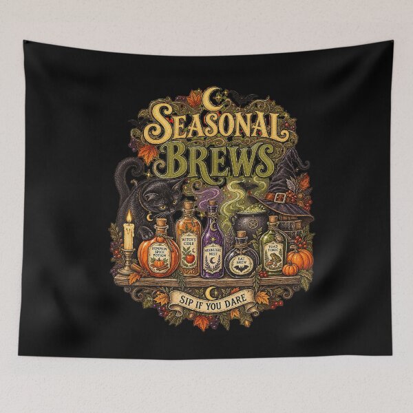 Item preview, Seasonal Brews Witchy Potions Black Cat Halloween designed and sold by NoeValdric.
