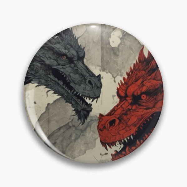 Item preview, Digital fantasy illustration featuring a confrontation between a gray stone dragon and a crimson red dragon in an ink-wash and watercolor style designed and sold by Kochainn.