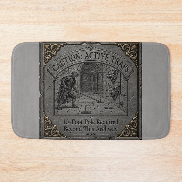 Item preview, 10-Foot Pole Required - Dungeon Caution Hazard Sign RPG Meme designed and sold by Dice_Goblin_Studio.