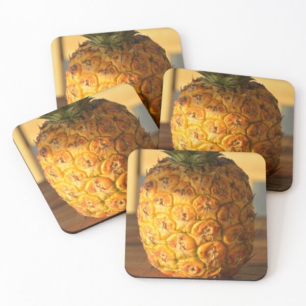 Item preview, Golden Ripe Pineapple on Wooden Outdoor Table designed and sold by MiraNadaPrints.