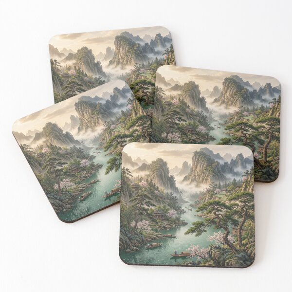 Item preview, Serene Chinese Mountain River Valley designed and sold by Madame-Verny.